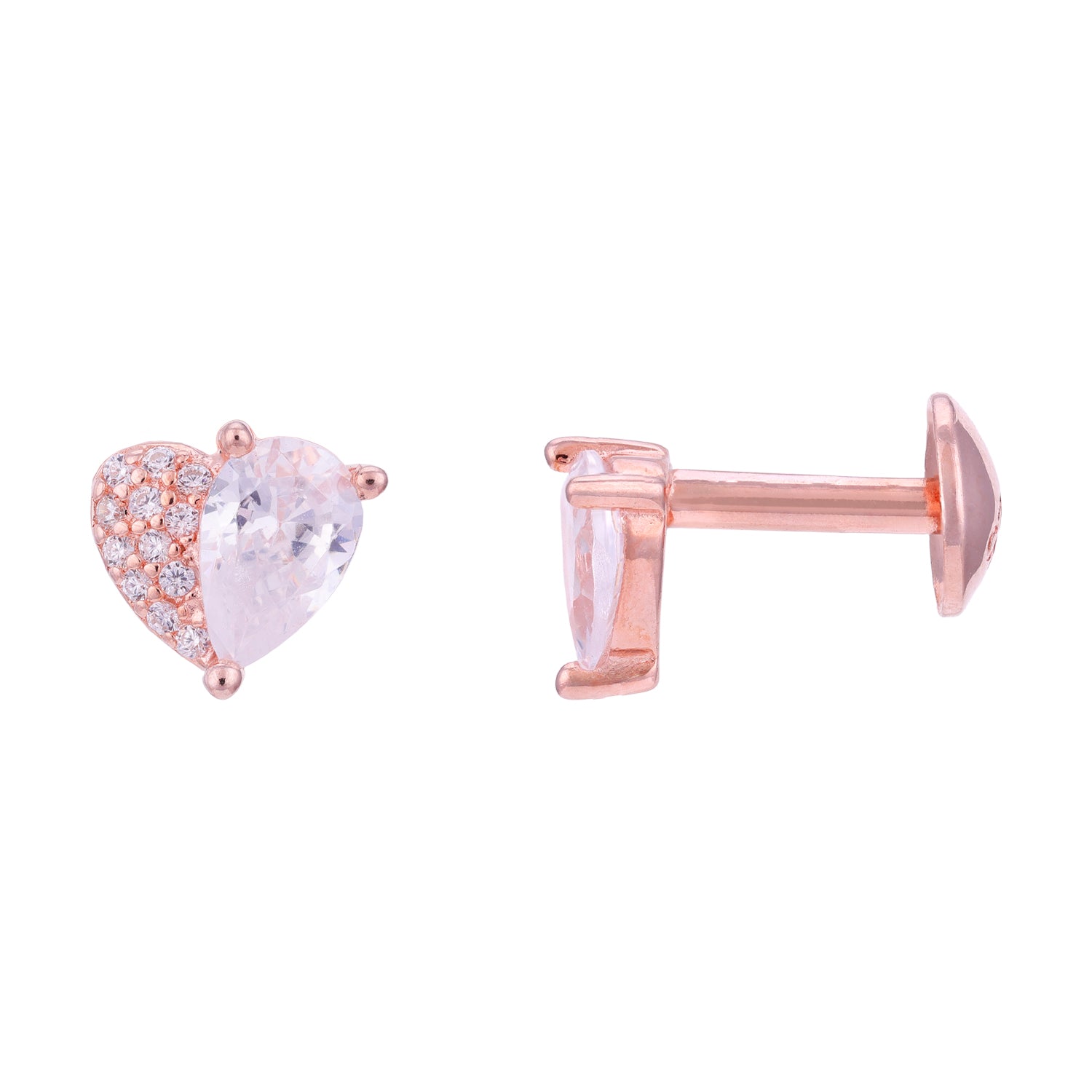 Dazzle Split Heart 925 Sterling Silver Earrings for Women