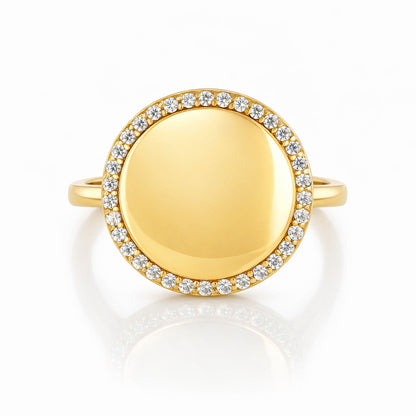 Dazzling Golden Sphere Sparkle 925 Sterling Silver Ring for women