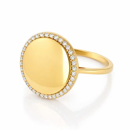 Dazzling Golden Sphere Sparkle 925 Sterling Silver Ring for women