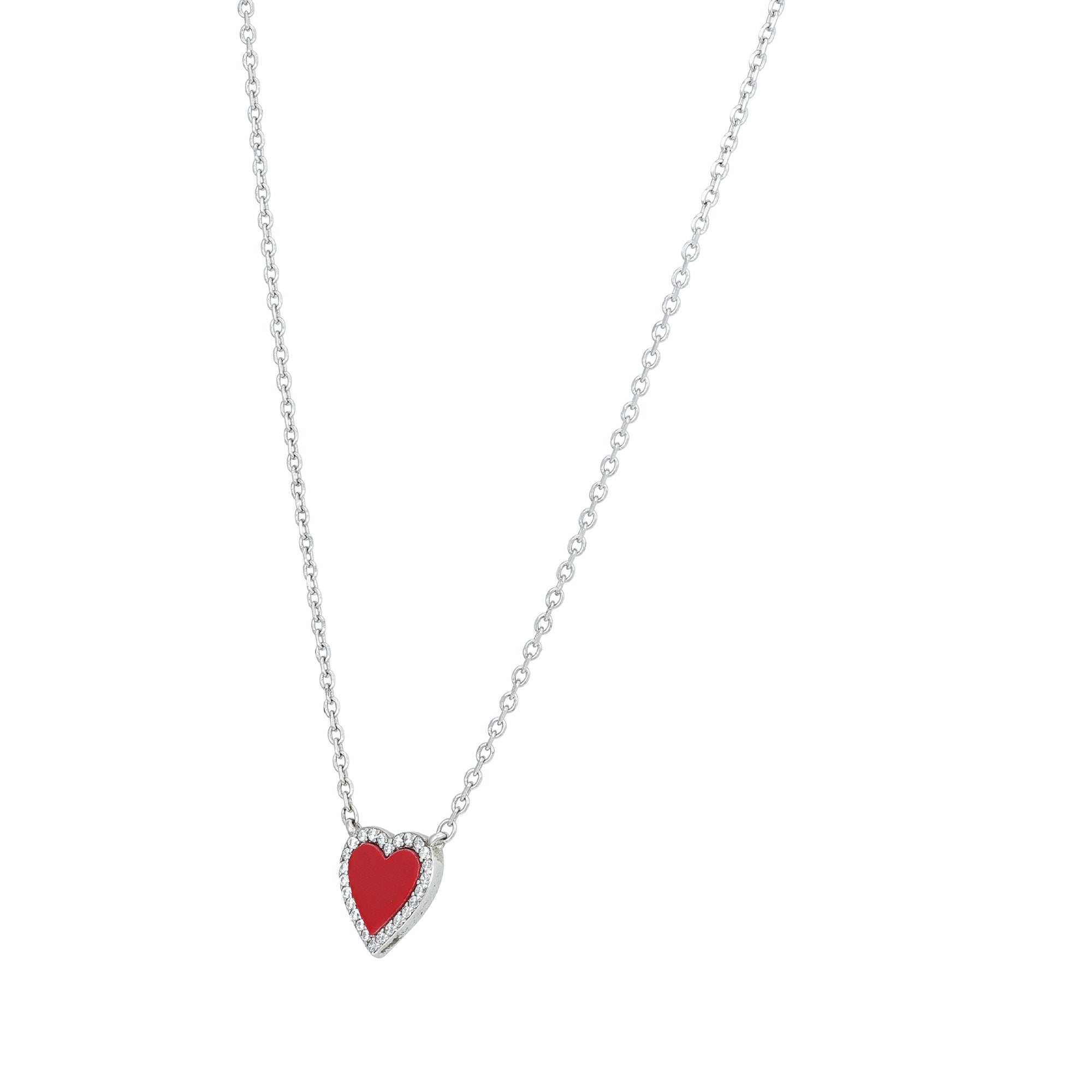 Dazzling Red Heart Drop 925 Sterling Silver Chain Pendant for women
