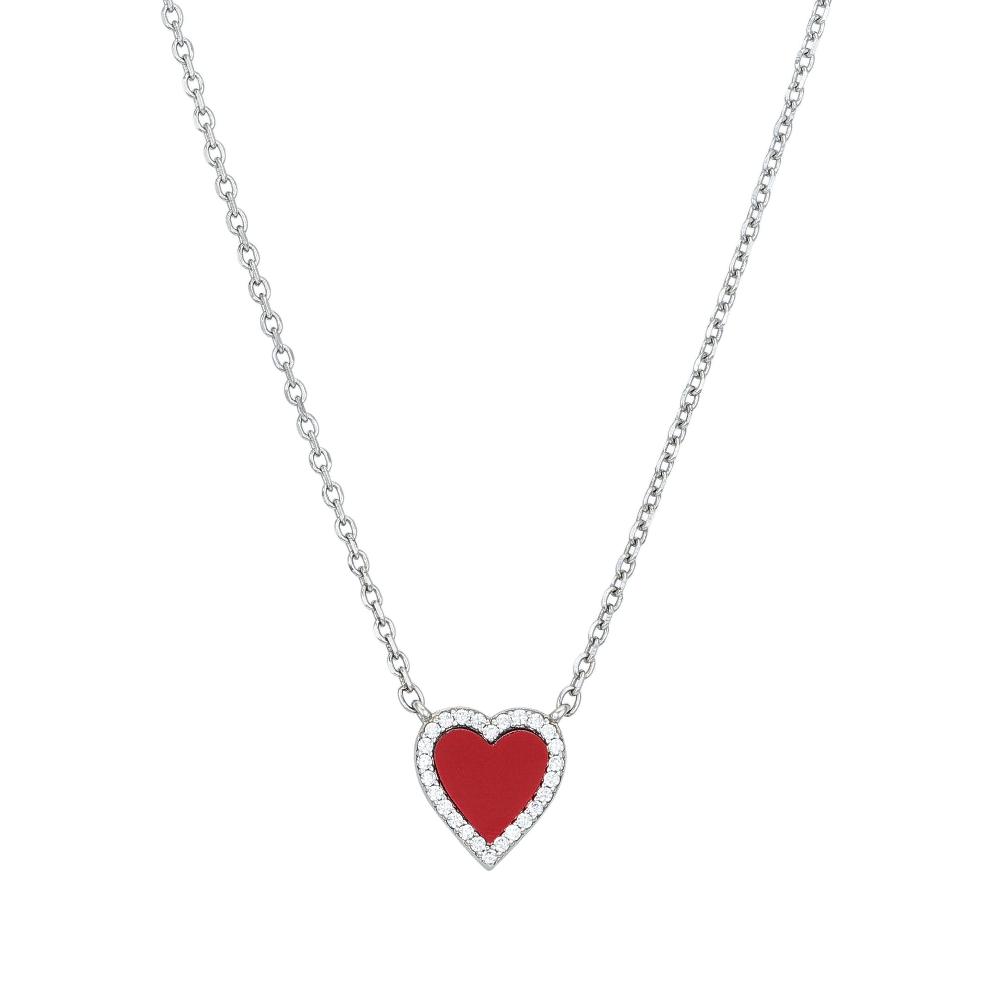 Dazzling Red Heart Drop 925 Sterling Silver Chain Pendant for women