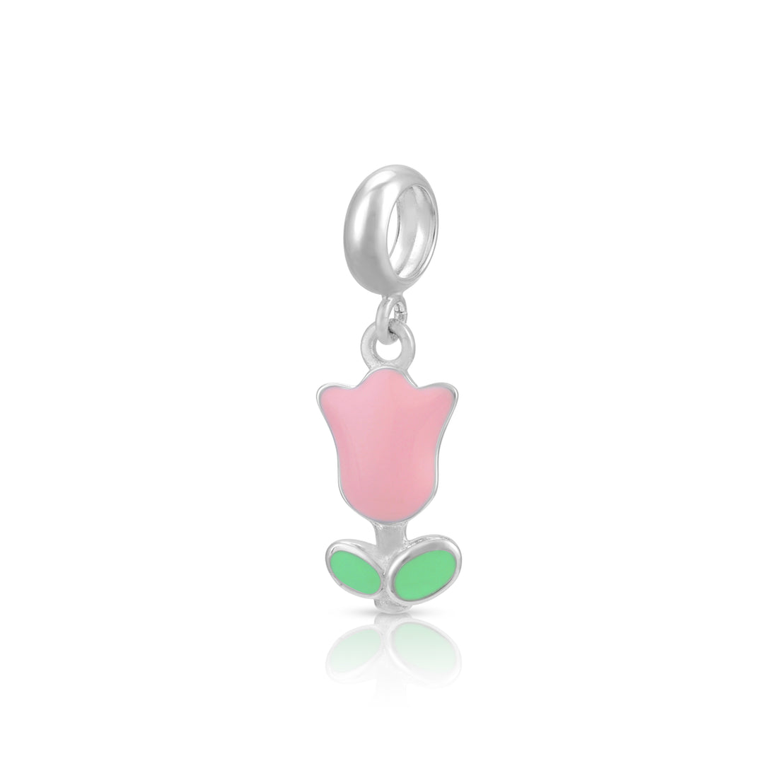 Dazzling Spring Tulip 925 Sterling Silver Charm for Kids