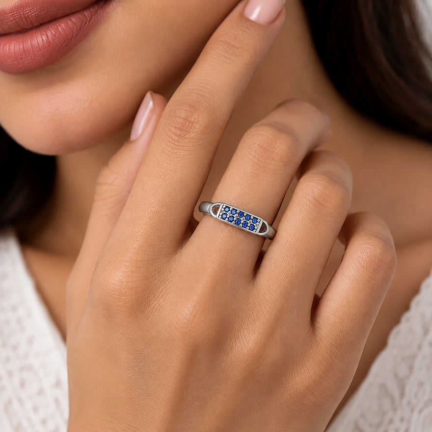 Dazzling Blue Stone 925 Sterling Silver Ring for Women