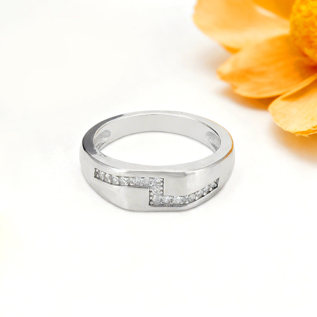 Dazzling Channel White Accent 925 Sterling Silver Ring for Baby