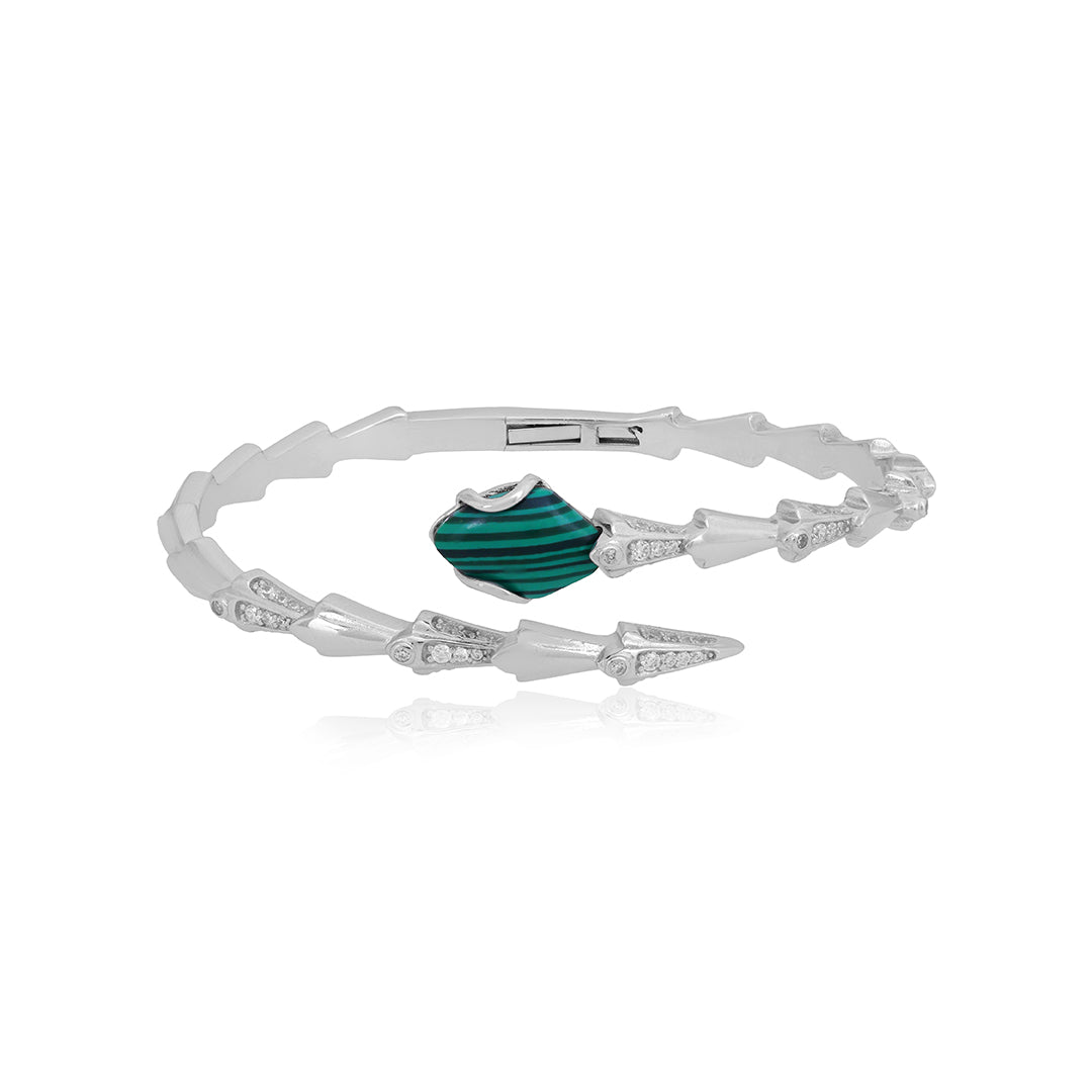Dazzling Cobra Green Charm 925 Sterling Silver Kada for women