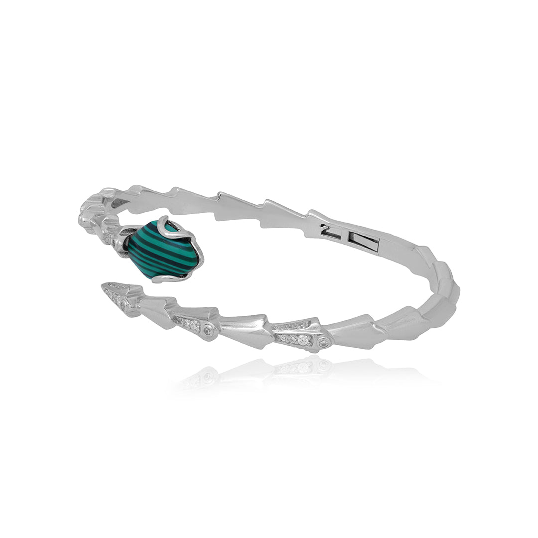 Dazzling Cobra Green Charm 925 Sterling Silver Kada for women