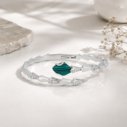 Dazzling Cobra Green Charm 925 Sterling Silver Kada for women