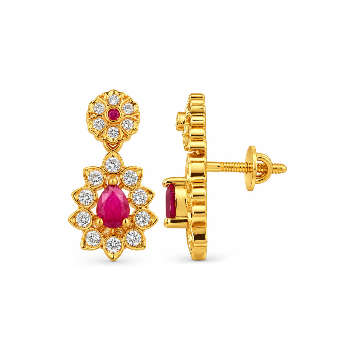 Dazzling Floral Halo Pink Crystal Sterling Silver Earring