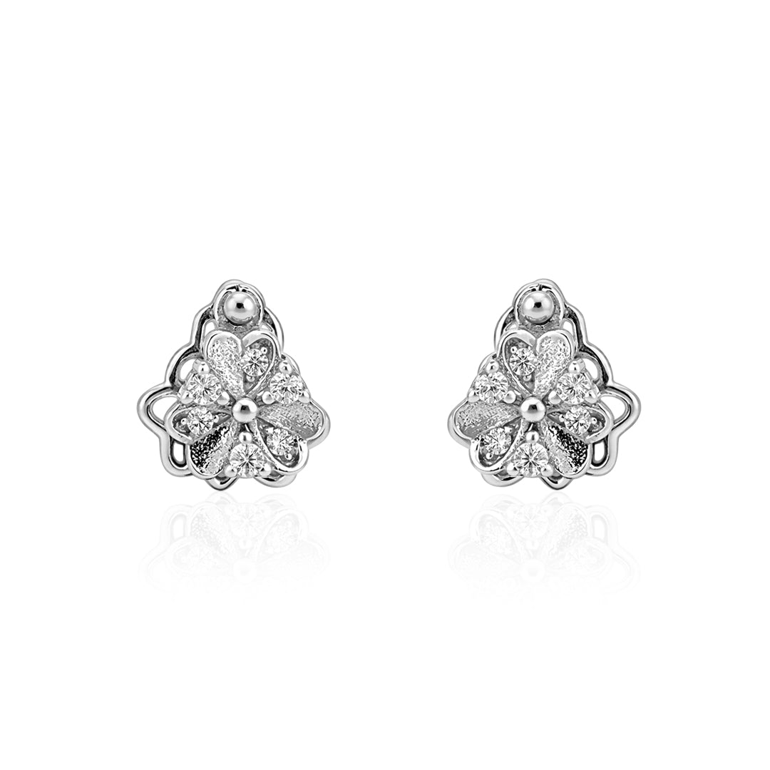 Dazzling Floral Pattern 925 Sterling Silver Stud for Women