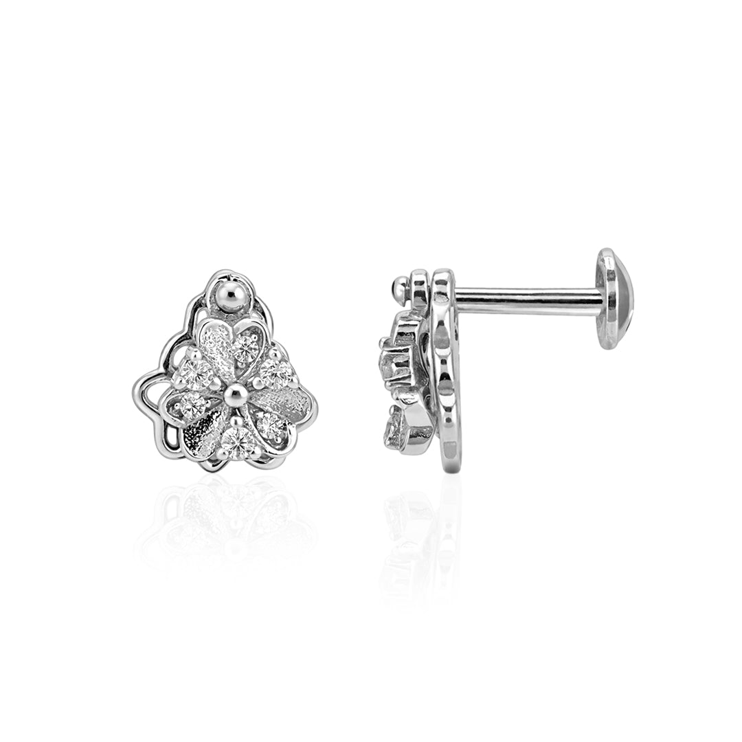 Dazzling Floral Pattern 925 Sterling Silver Stud for Women