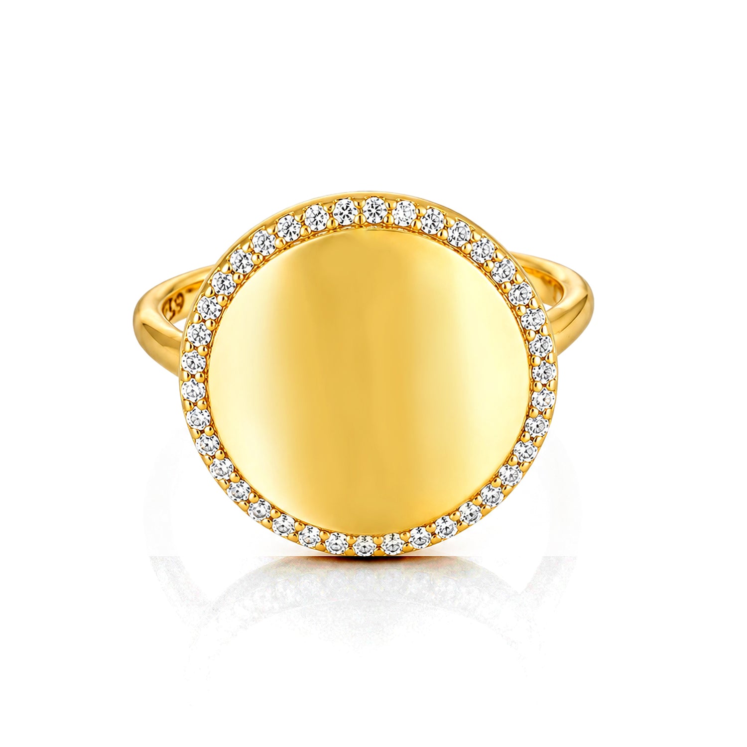Dazzling Golden Halo 925 Sterling Silver Statement Ring