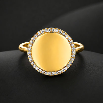 Dazzling Golden Halo 925 Sterling Silver Statement Ring