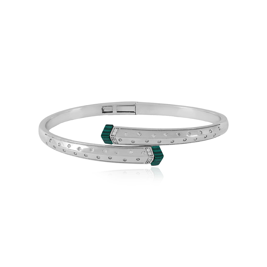Dazzling Green Stone Accents 925 Sterling Silver Bracelet for Women