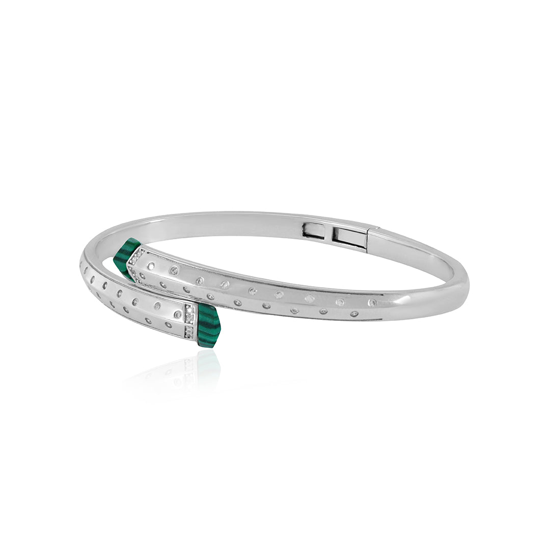 Dazzling Green Stone Accents 925 Sterling Silver Bracelet for Women