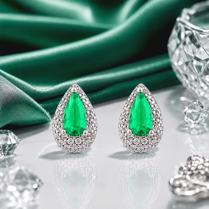 Dazzling Green Stone Shine 925 Sterling Silver Earring for women
