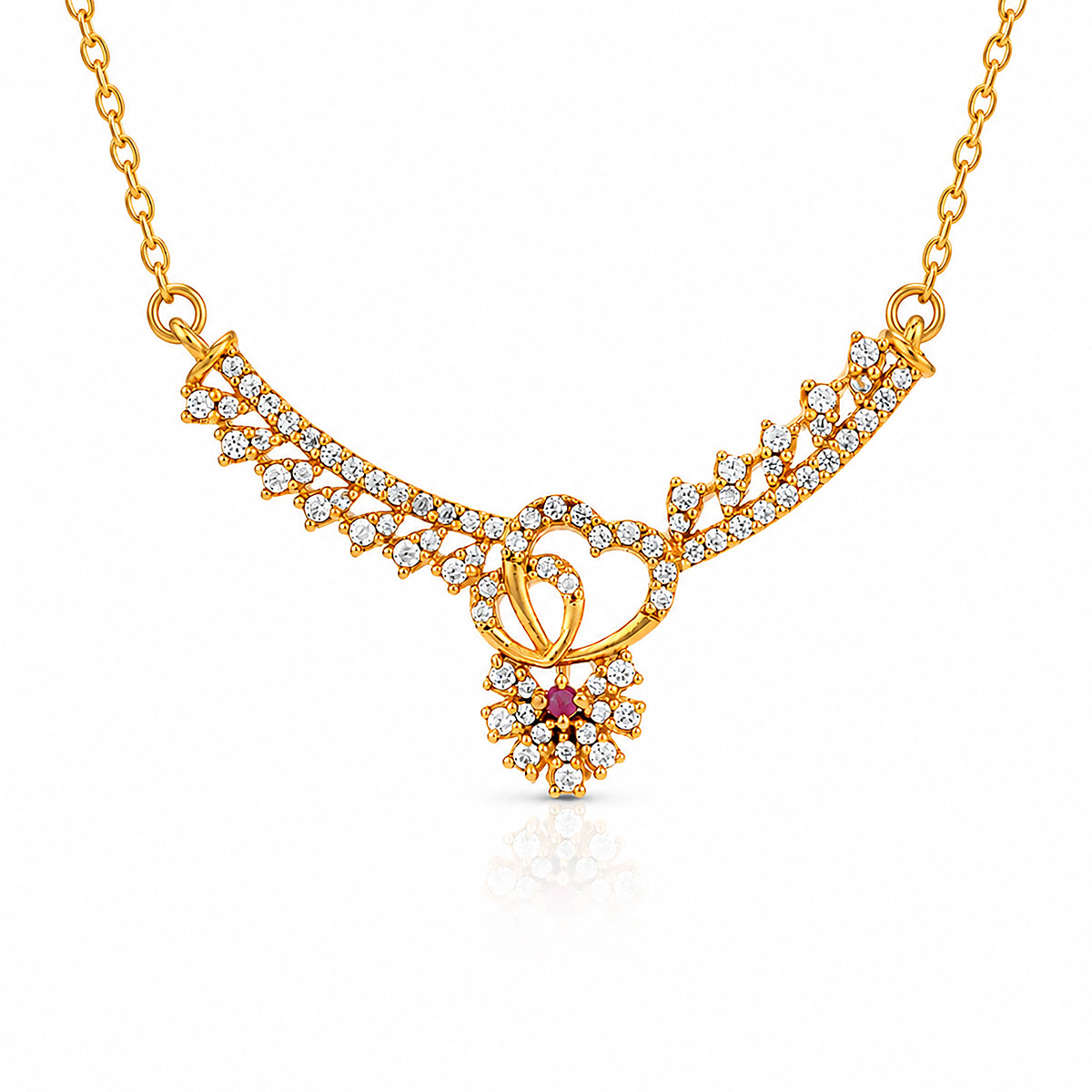 Dazzling Heart Wings 925 Sterling Silver Statement Necklace