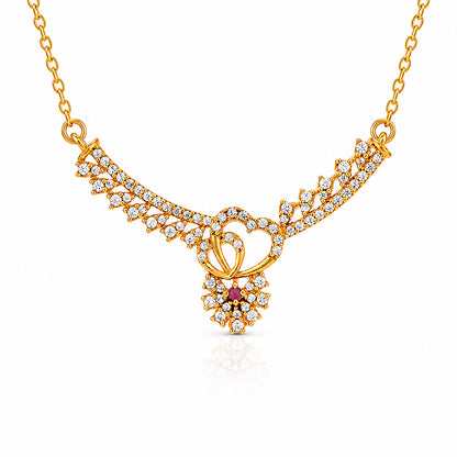Dazzling Heart Wings 925 Sterling Silver Statement Necklace