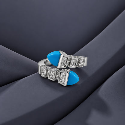 Dazzling Pav Blue Accent 925 Sterling Silver Luxury Rings for Women