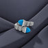 Dazzling Pav Blue Accent 925 Sterling Silver Luxury Rings for Women