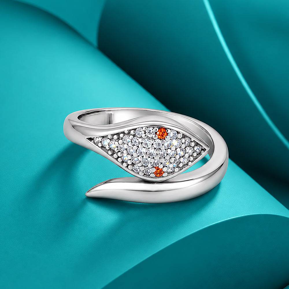 Dazzling Red Eye Coil Ring 925 Sterling Silver Ring for women
