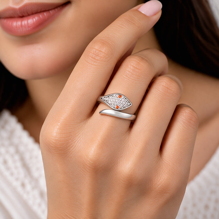 Dazzling Red Eye Coil Ring 925 Sterling Silver Ring for women
