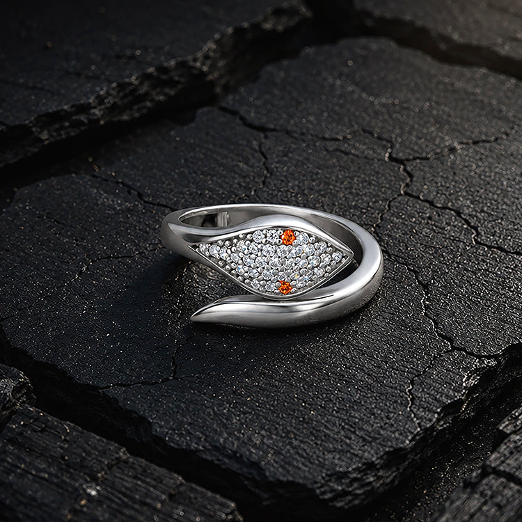 Dazzling Red Eye Coil Ring 925 Sterling Silver Ring for women