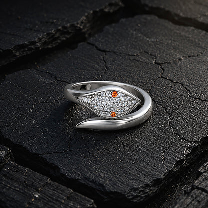 Dazzling Red Eye Coil Ring 925 Sterling Silver Ring for women