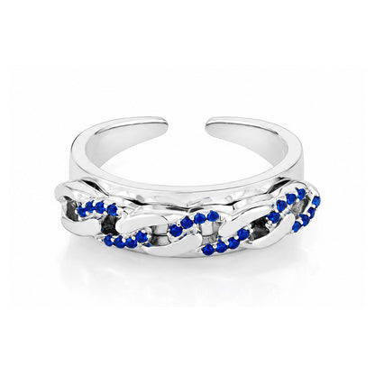 Dazzling Sapphire Link Designer Beauty 925 Sterling Silver Ring for women