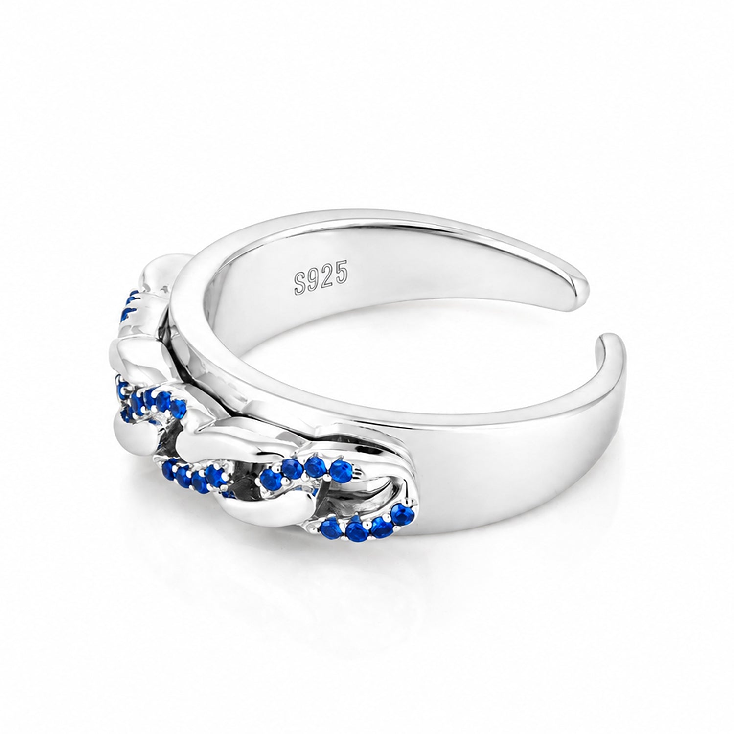 Dazzling Sapphire Link Designer Beauty 925 Sterling Silver Ring for women