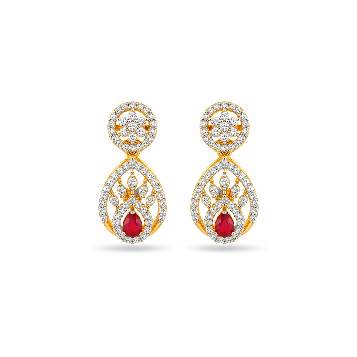 Dazzling Teardrop Red Crystal Sterling Silver Earring