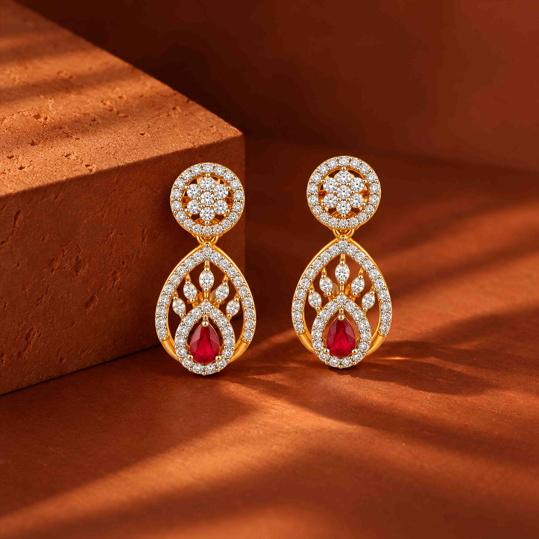 Dazzling Teardrop Red Crystal Sterling Silver Earring