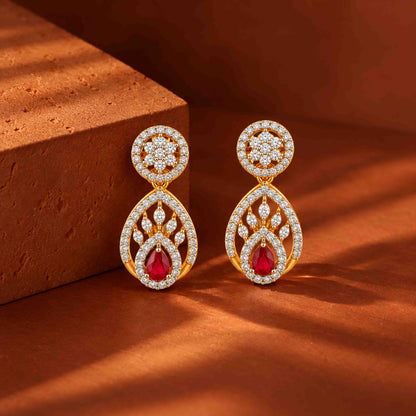 Dazzling Teardrop Red Crystal Sterling Silver Earring