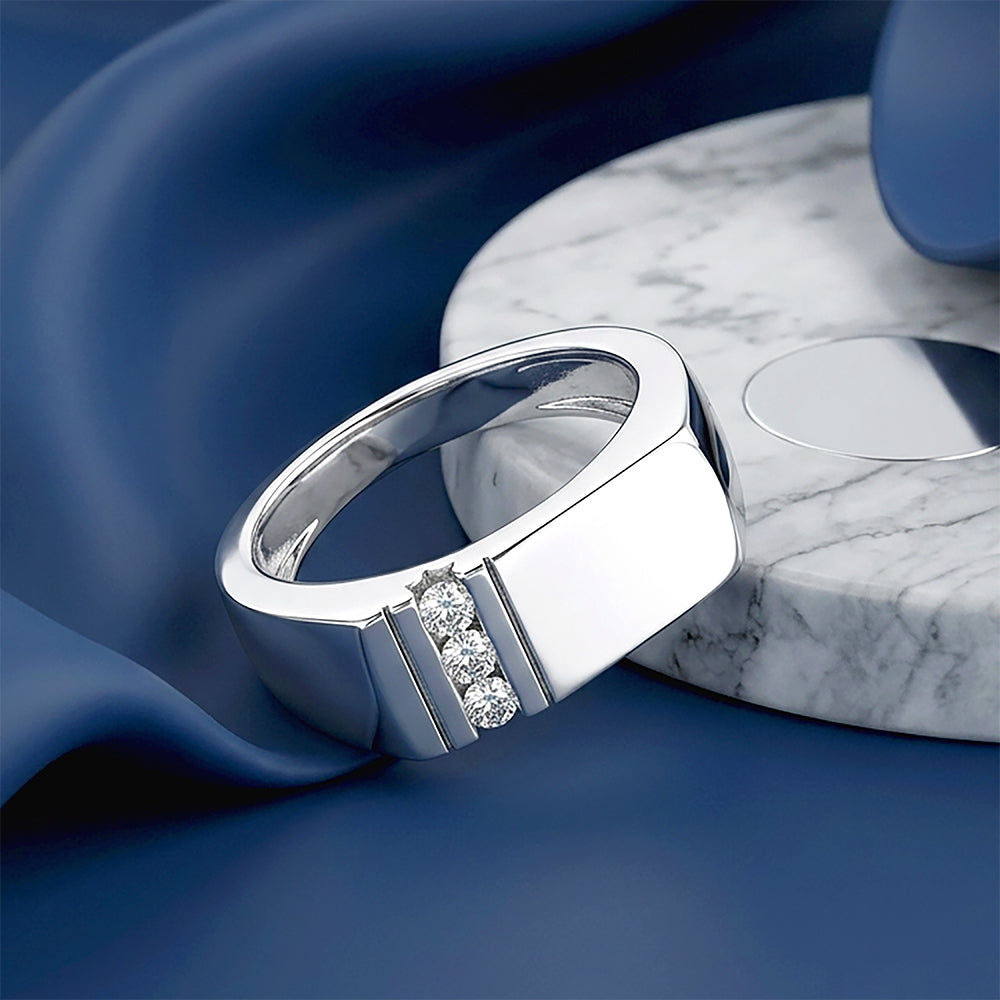 Dazzling Triple Accent Radiance 925 Sterling Silver Ring for women