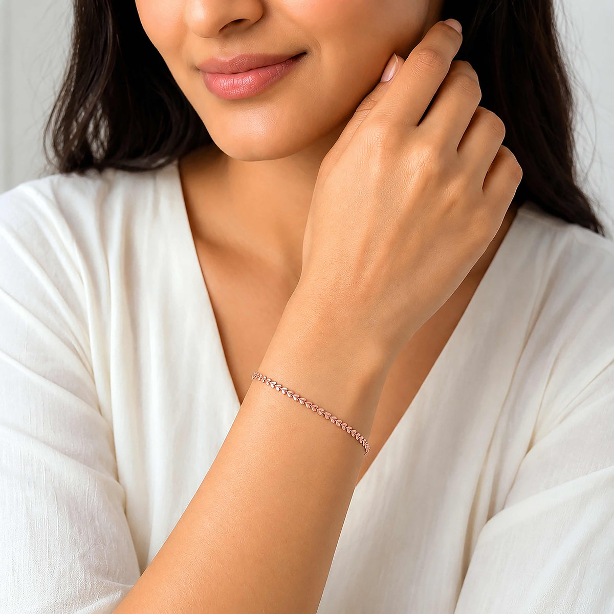 Dazzling V Shape Link Elegance Rose Gold 925 Sterling Silver Bracelet for women
