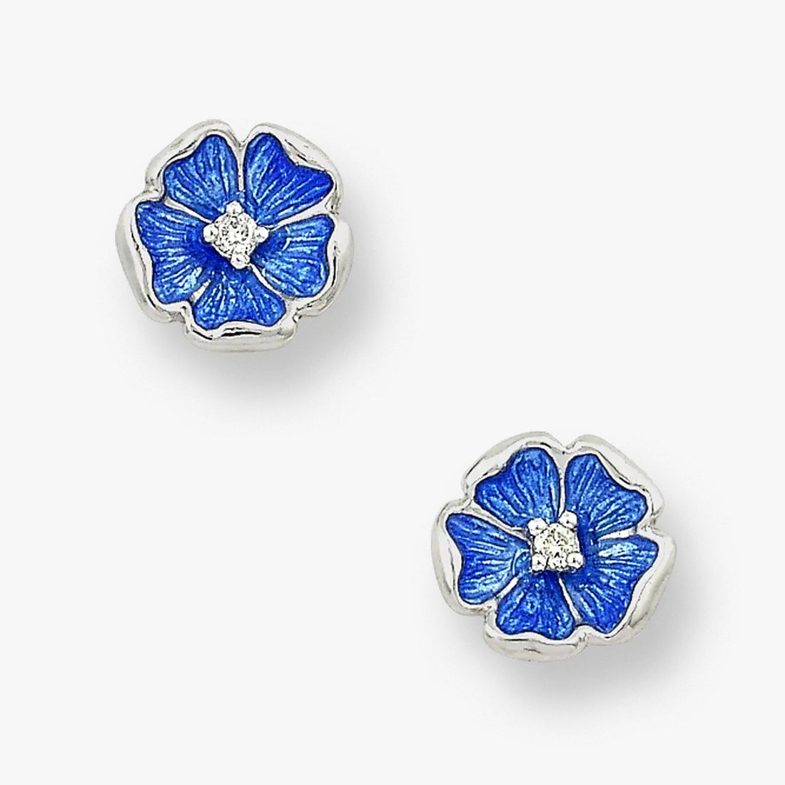 Deep Blue Petals Rhodium 925 White Shine Center Studs