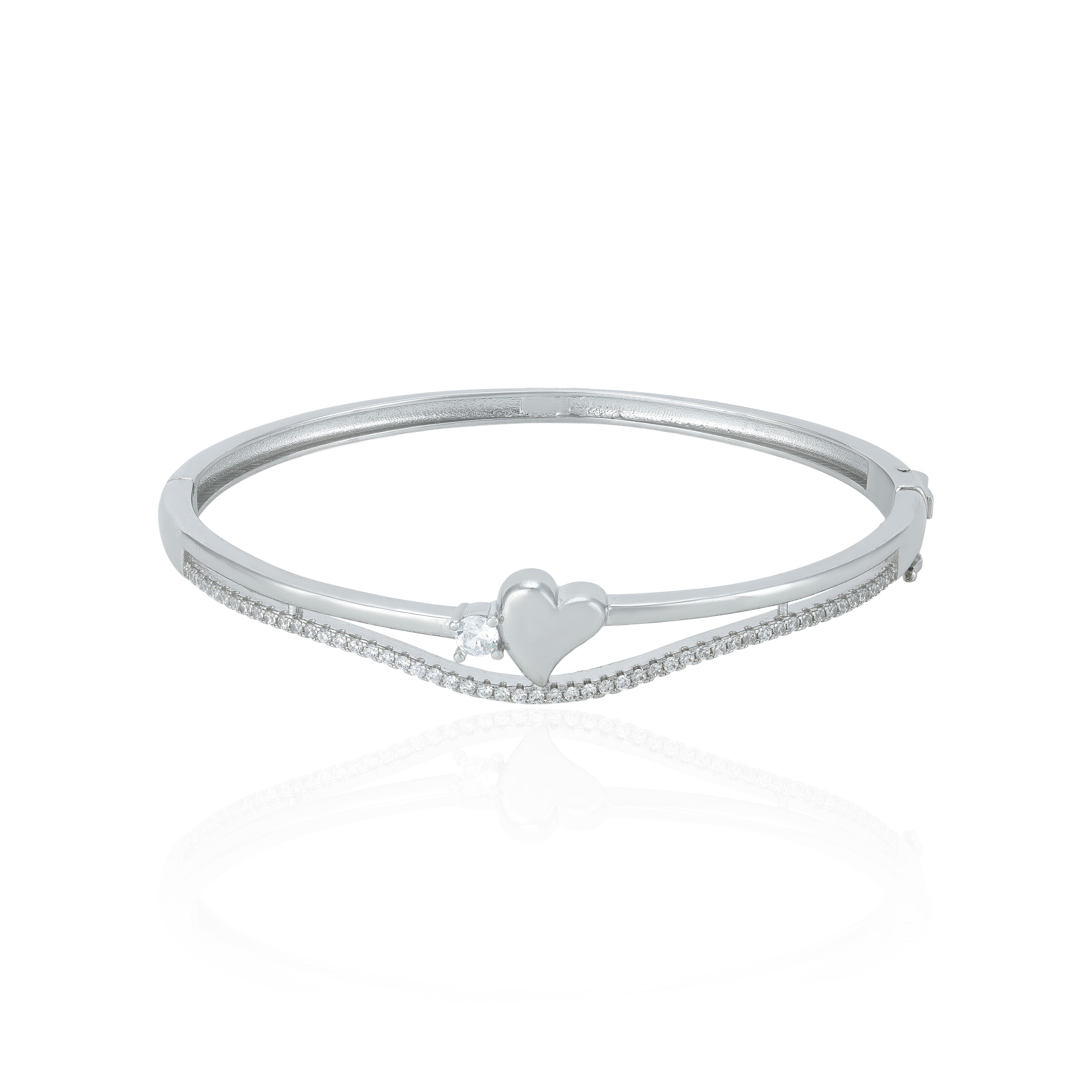 Delicate Heart Motif 925 Sterling Silver Kada