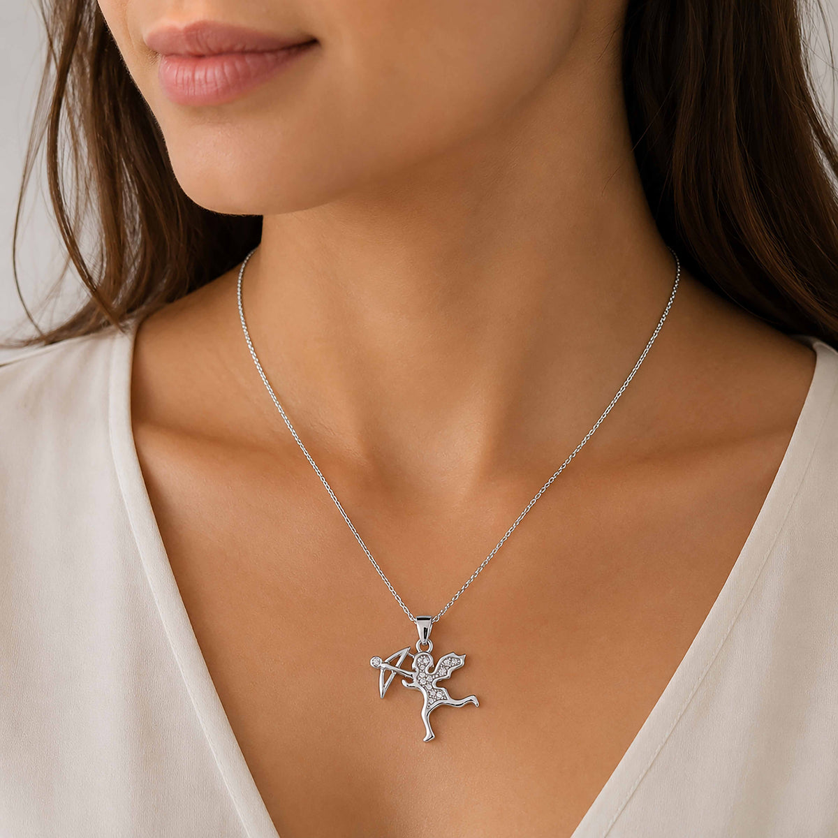 Delicate Sagittarius Glow 925 Sterling Silver Pendant for Women