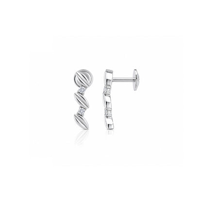 Delicate Zigzag Leaf Drop 925 Sterling Silver Earring for Women