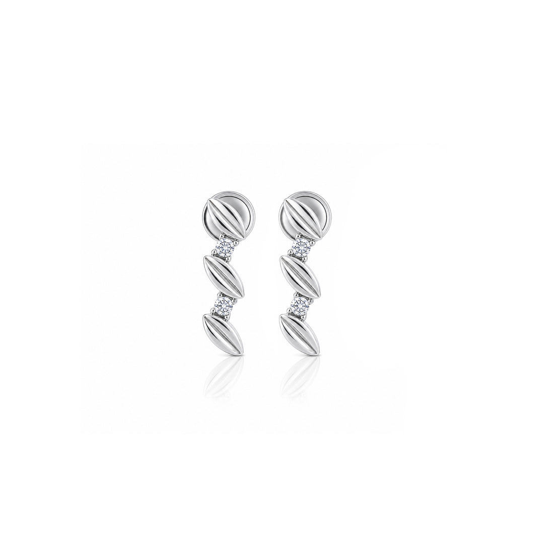Delicate Zigzag Leaf Drop 925 Sterling Silver Earring for Women