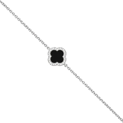 Delicate Floral Charm Accent Beauty 925 Sterling Silver Bracelet for women