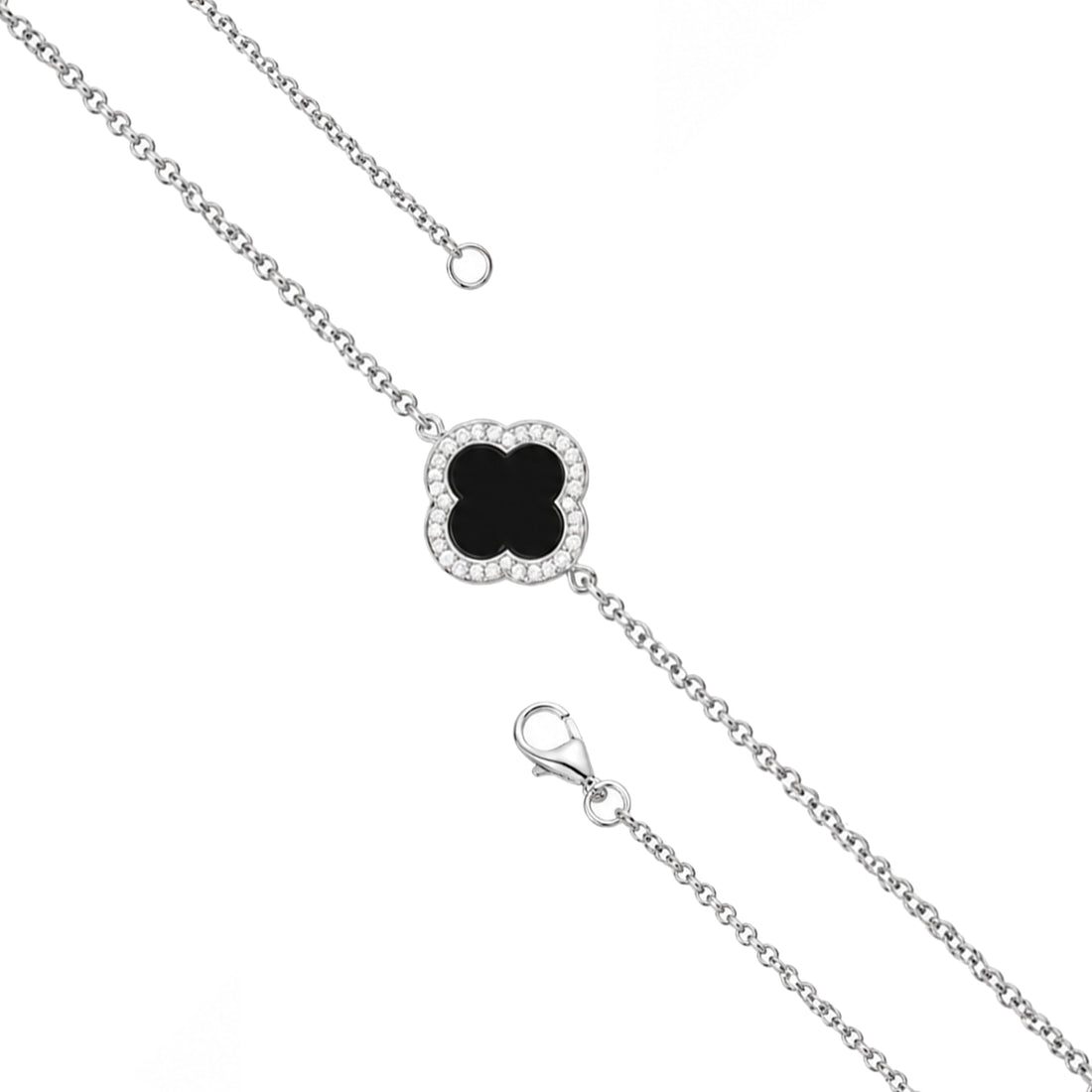 Delicate Floral Charm Accent Beauty 925 Sterling Silver Bracelet for women