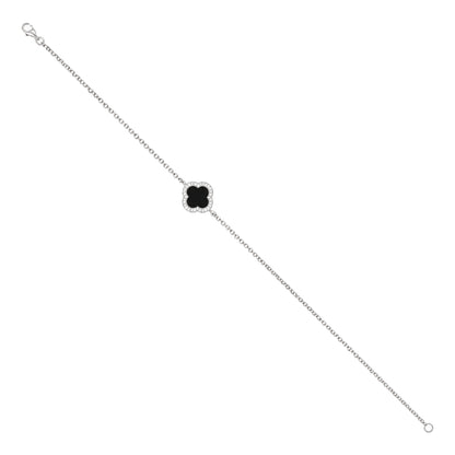Delicate Floral Charm Accent Beauty 925 Sterling Silver Bracelet for women