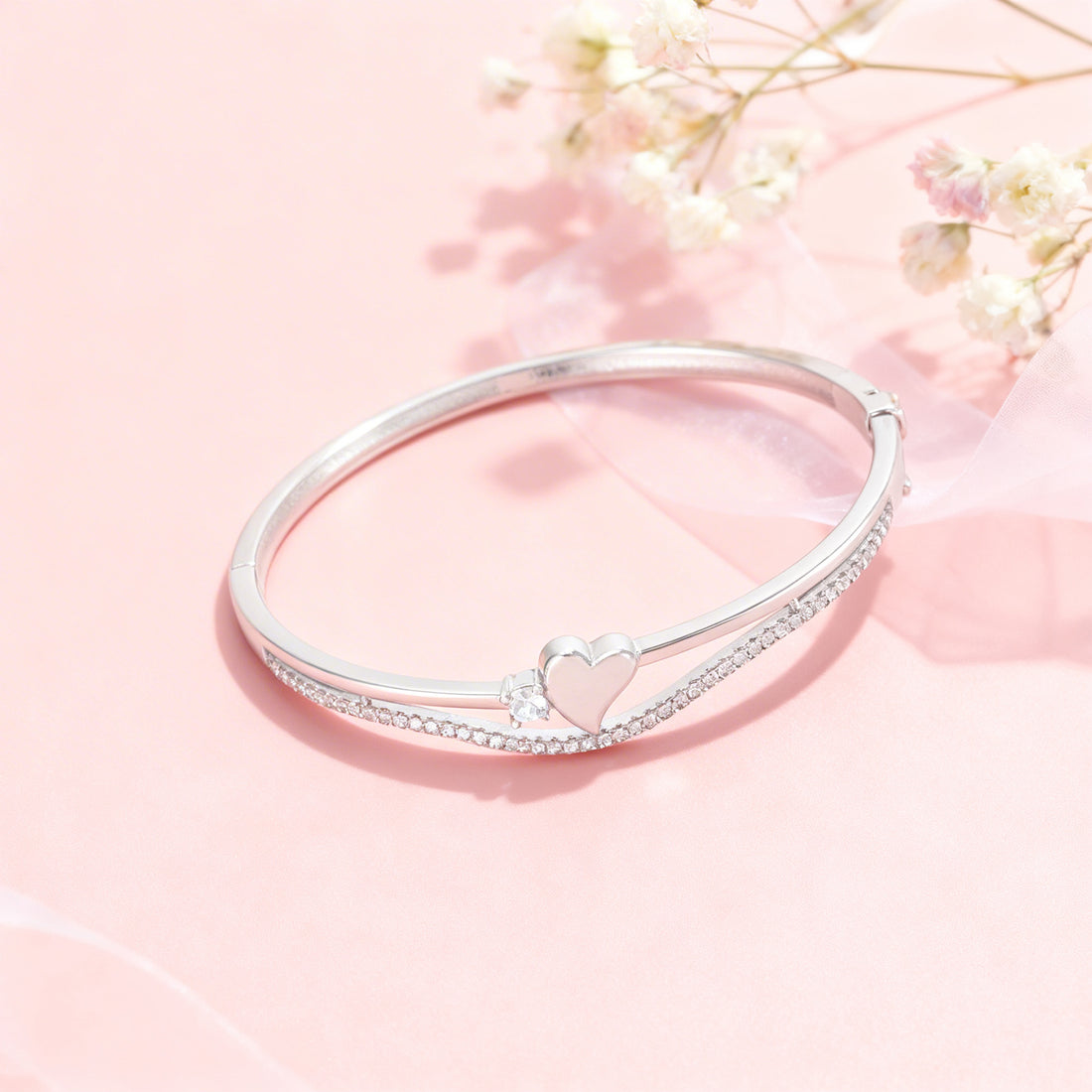 Delicate Heart Motif 925 Sterling Silver Kada