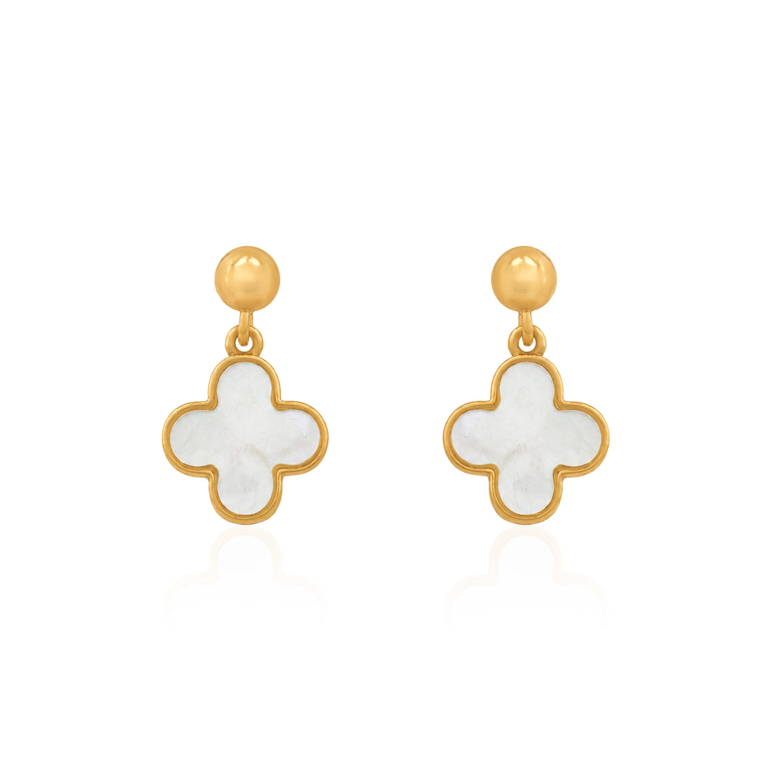 Delicate Lucky Golden Clover 925 Sterling Silver Earring for Women