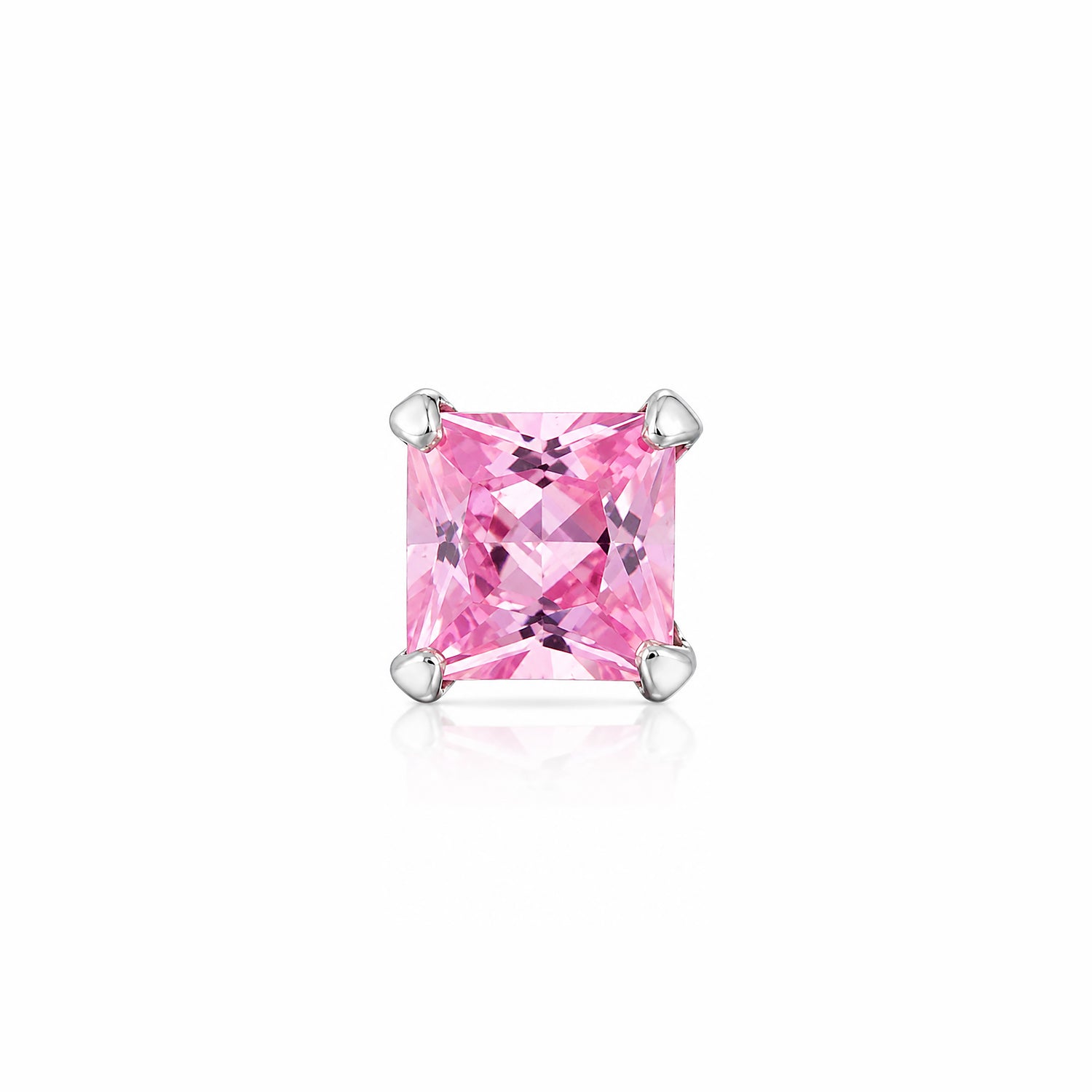 Delicate Pink Sapphire Martini Claw Silver Nose Ring