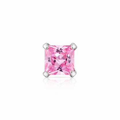 Delicate Pink Sapphire Martini Claw Silver Nose Ring