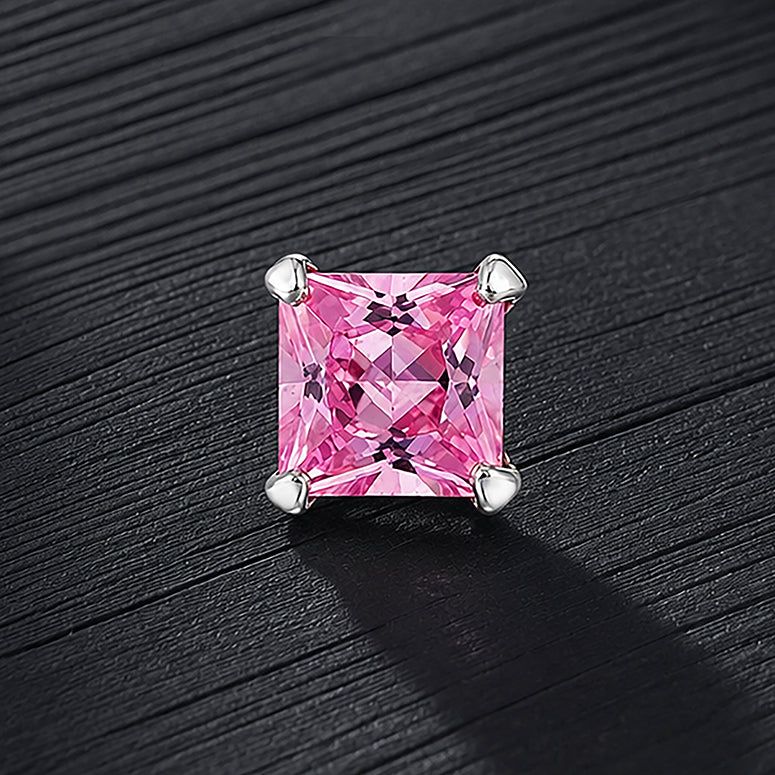 Delicate Pink Sapphire Martini Claw Silver Nose Ring