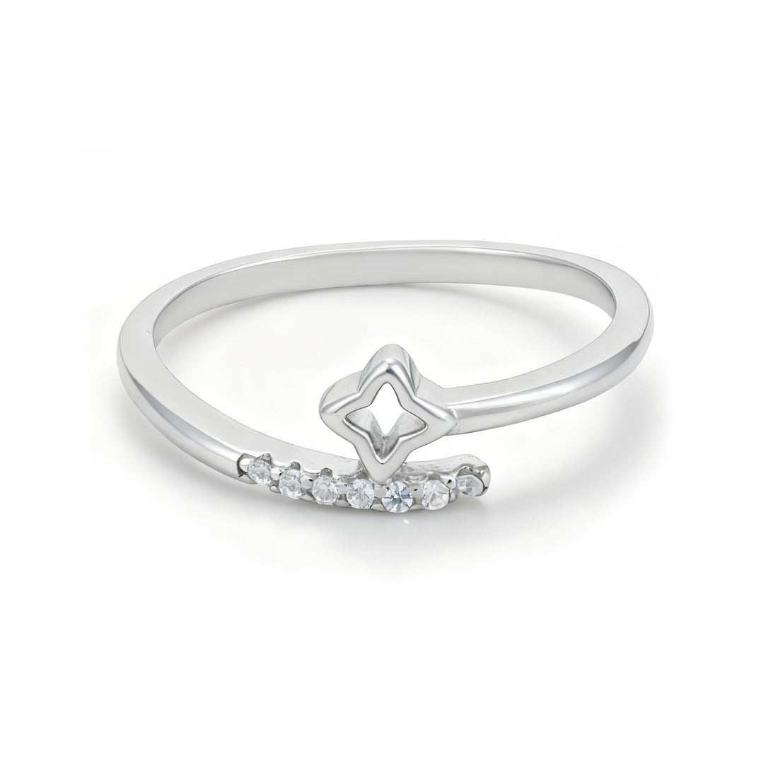 Delicate Star Accent 925 Sterling Silver Ring for Women