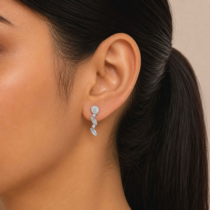 Delicate Zigzag Leaf Drop 925 Sterling Silver Earring for Women
