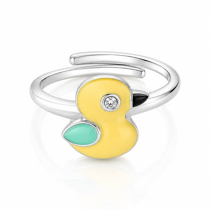 Delightful Duck Motif 925 Sterling Silver Statement Ring